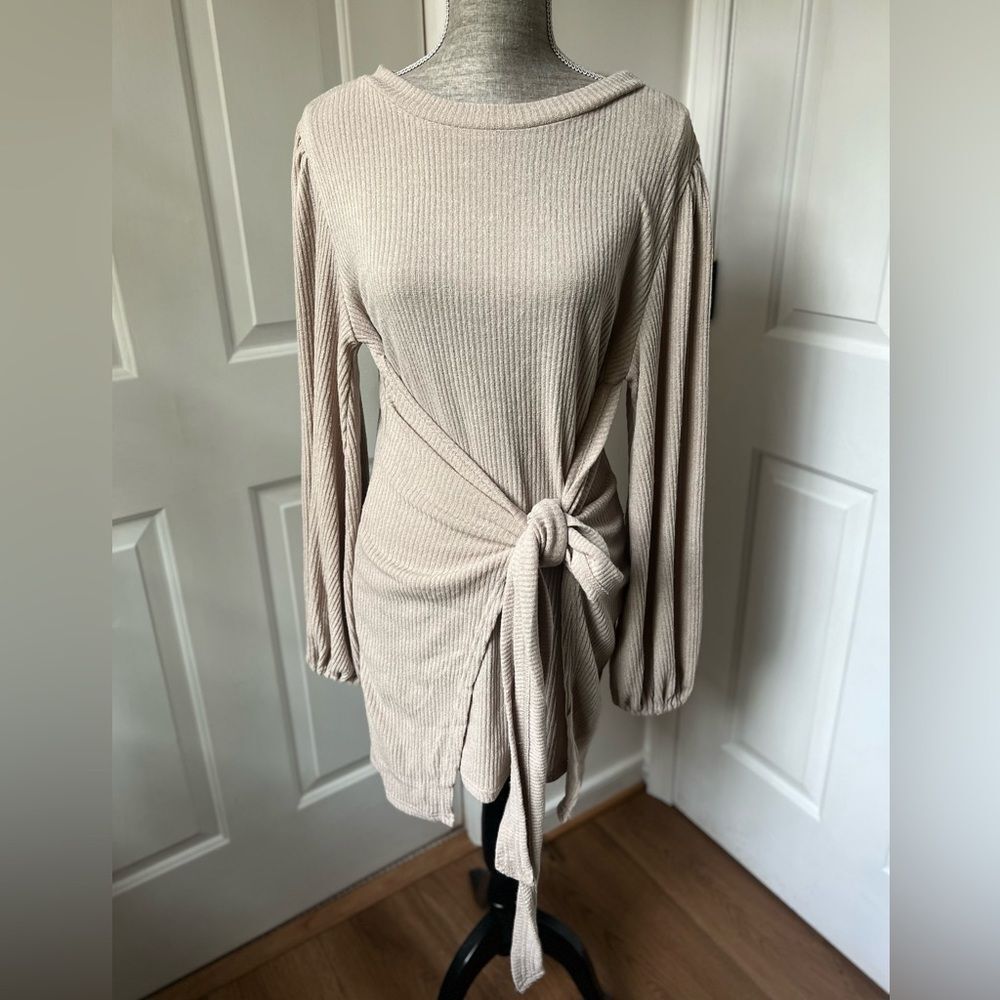 NWOT SABO SKIRT Beige Asher wrap dress Size Large